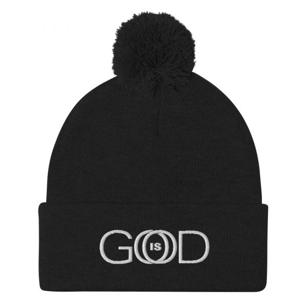 God is Good pom-pom-knit-cap-black-front