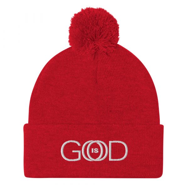 God is Good pom-pom-knit-cap-red-front