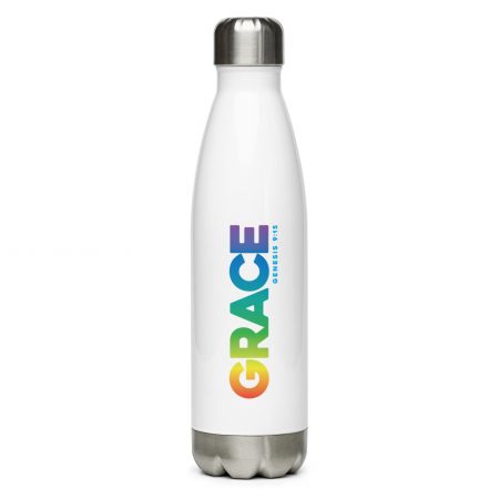 Grace Rainbow stainless-steel-water-bottle-white-17oz-front