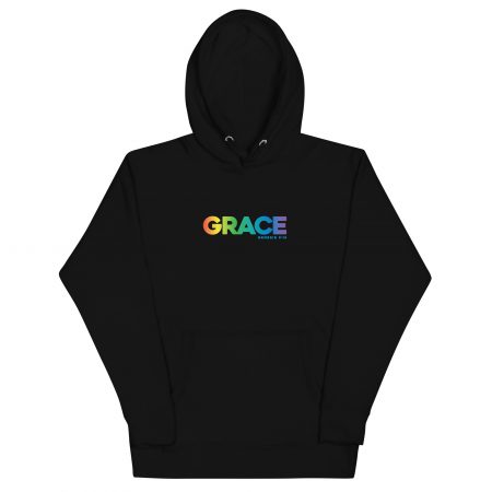Grace Rainbow unisex-premium-hoodie-black-front