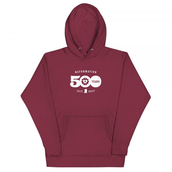 Reformation 500 Year Anniversary unisex-premium-hoodie-maroon-front