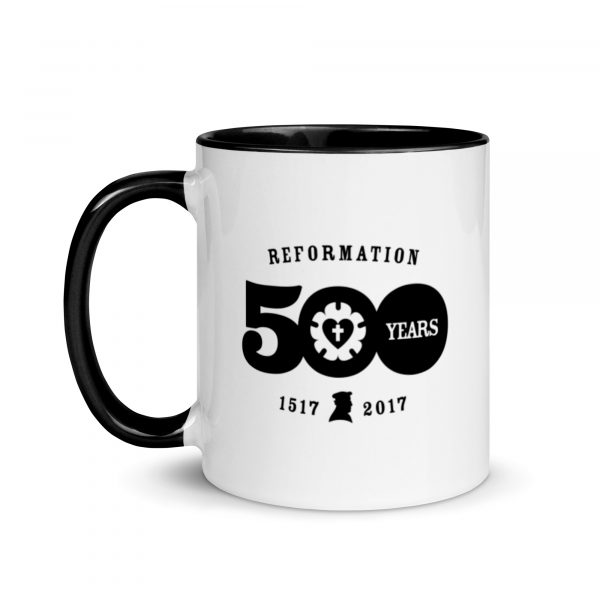 Reformation 500 Year Anniversary white-ceramic-mug-with-color-inside-black-11oz-left