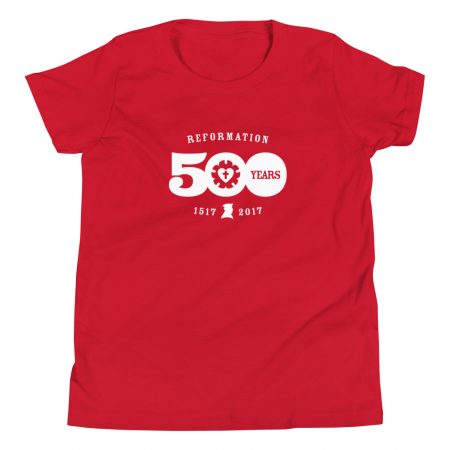 Reformation 500 Year Anniversary youth-staple-tee-red-front