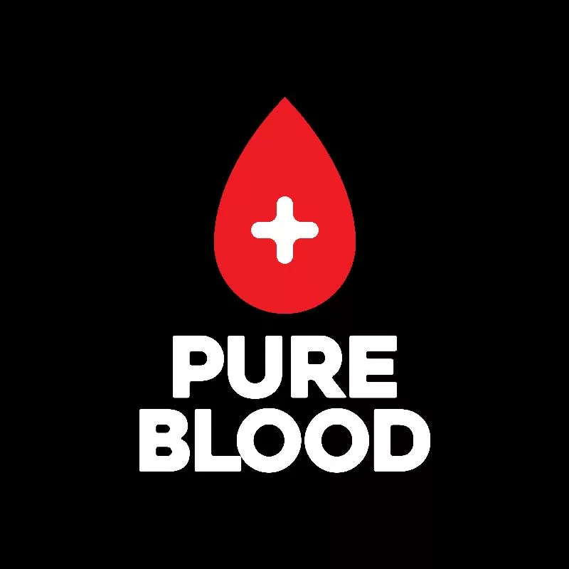 Pure Blood Drop of Red Blood with a Cross Inside on a black background