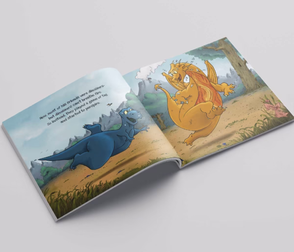 The Thirsty Dragon Kids Book Interior Spread Sitting on a Table