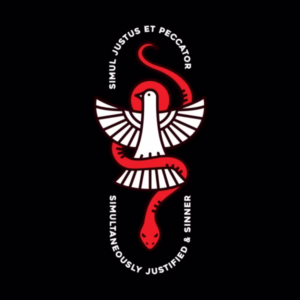 simul justus et peccator simultaneously justified and sinner reformation saying with dove as spirit and snake as sin